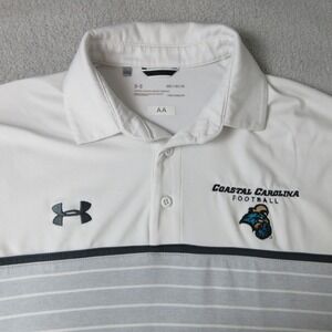 Under Armour Polo Shirt Men Medium White Coastal Carolina Chanticleers Football